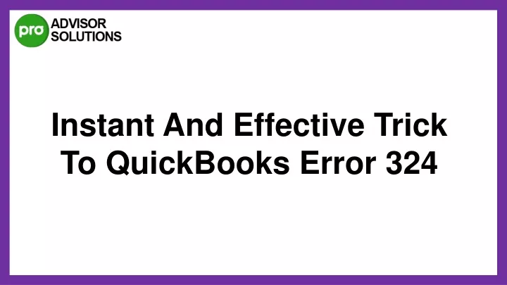 instant and effective trick to quickbooks error