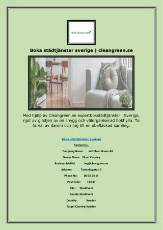 Boka städtjänster sverige | cleangreen.se