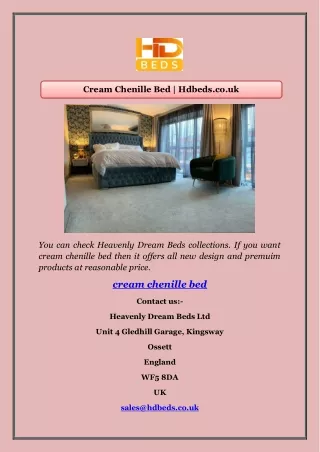 Cream Chenille Bed | Hdbeds.co.uk