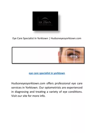 Best Eye Doctor In Yorktown | Hudsoneyesyorktown.com