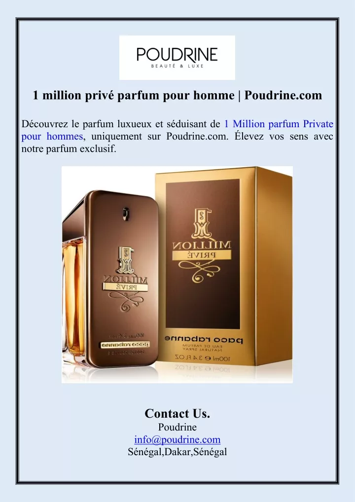 1 million priv parfum pour homme poudrine com
