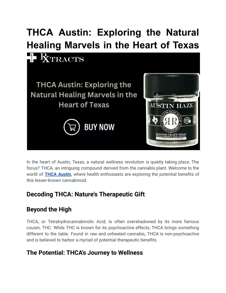 thca austin exploring the natural healing marvels