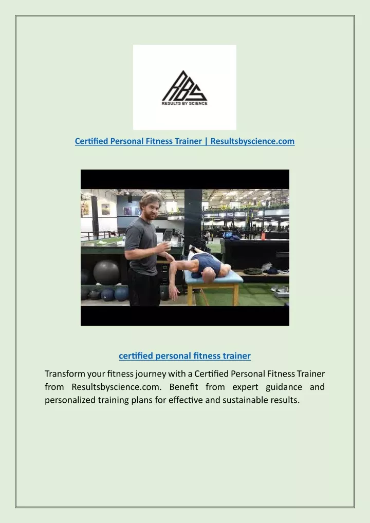 certified personal fitness trainer