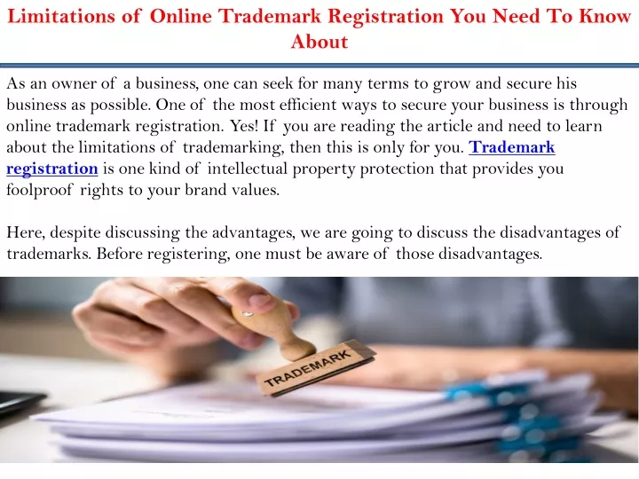 limitations of online trademark registration