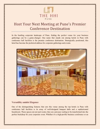 Host Your Next Meeting at Pune's Premier Conference Destination