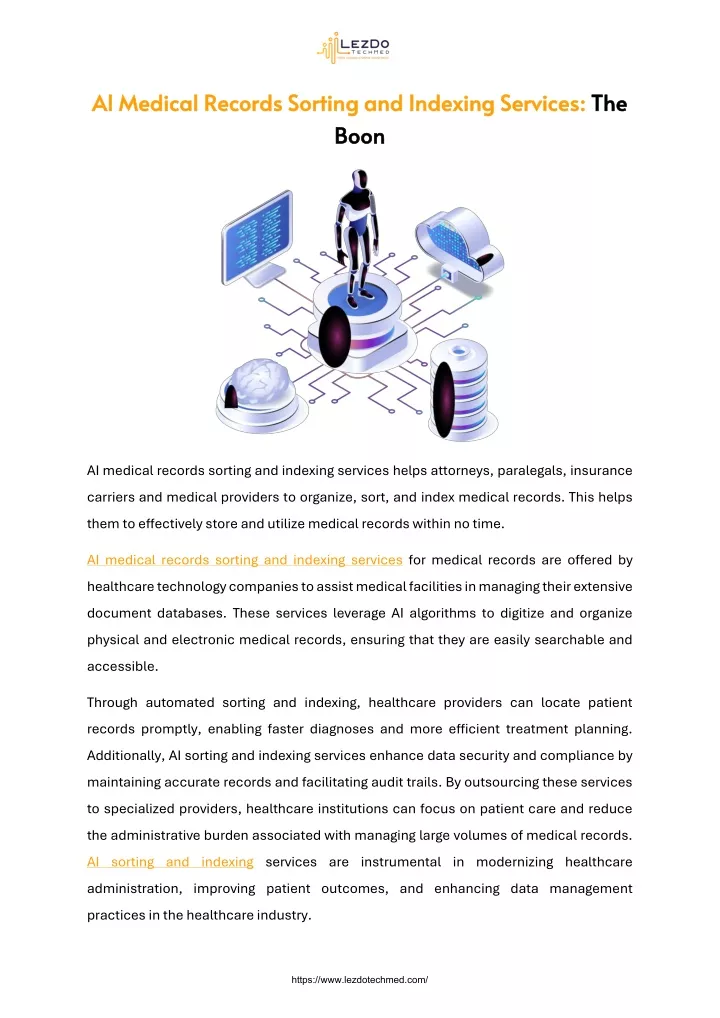 ai medical records sorting and indexing services