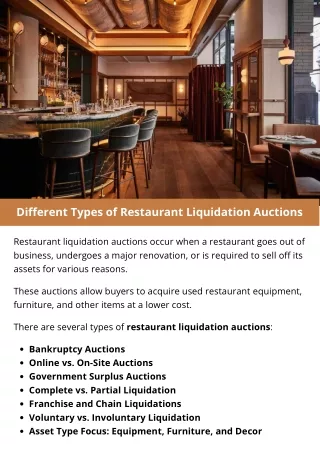different types of restaurant liquidation auctions