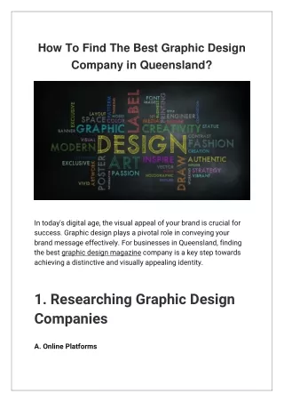 How To Find The Best Graphic Design Company in Queensland?