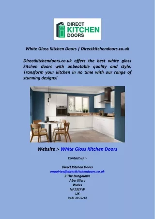 White Gloss Kitchen Doors Directkitchendoors.co.uk