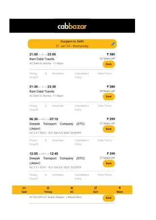gurgaon to delhi bus tickets