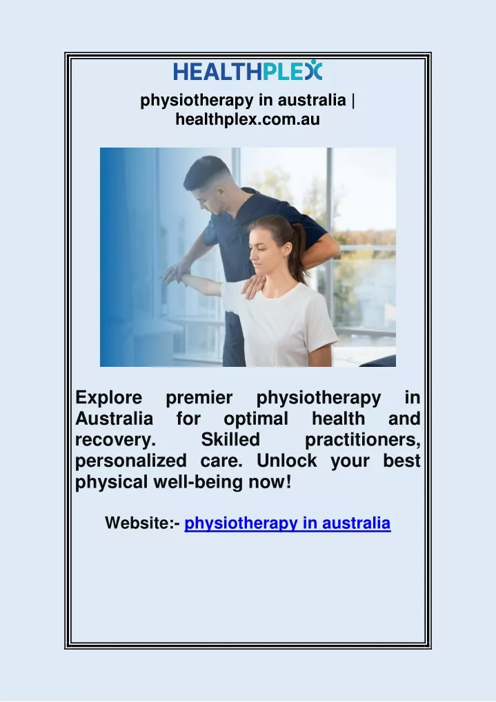physiotherapy in australia healthplex com au