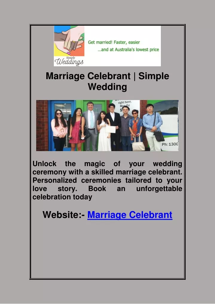 marriage celebrant simple wedding