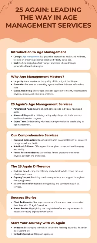 25 AGAIN LEADING THE WAY IN AGE MANAGEMENT SERVICES