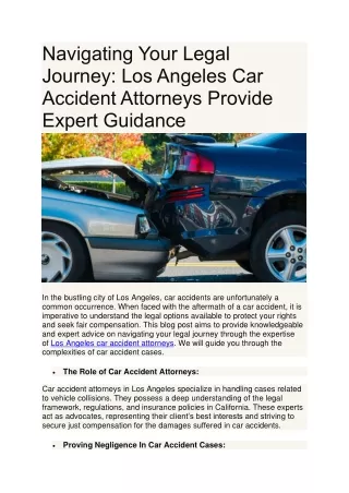 Los Angeles Car Accident Attorneys Provide Expert Guidance