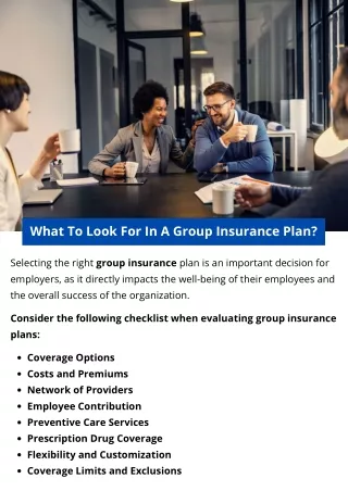 What To Look For In A Group Insurance Plan?