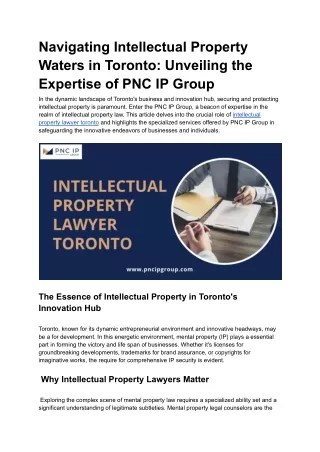Toronto's Premier Intellectual Property Lawyers for Innovation Protection