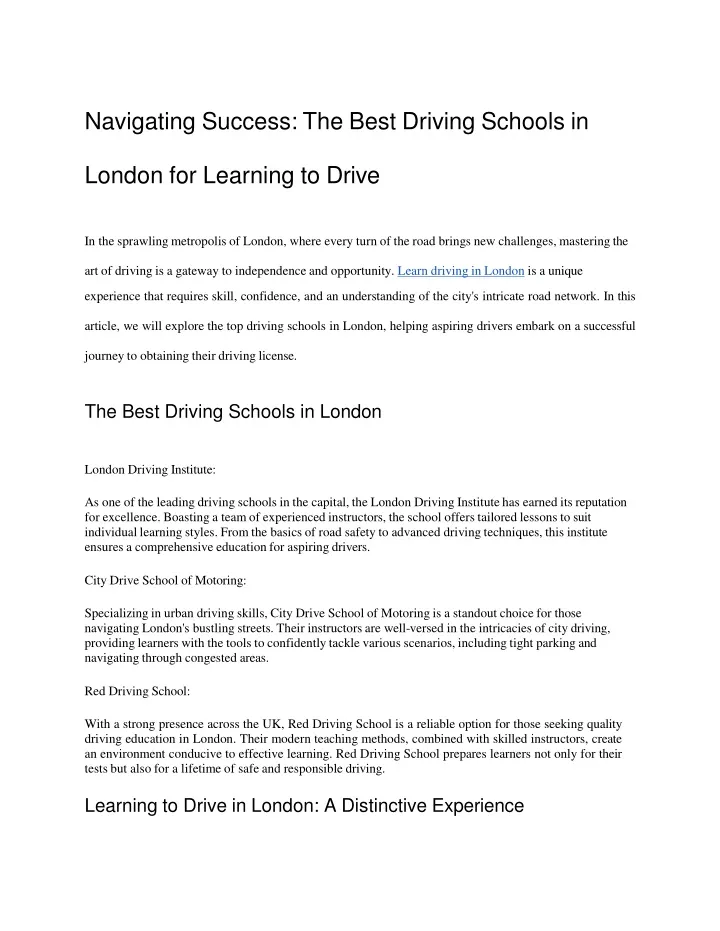 navigating success the best driving schools