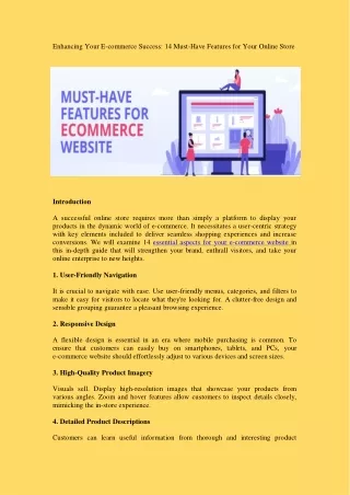 Elevate Success: 14 Essential Features for E-commerce Excellence