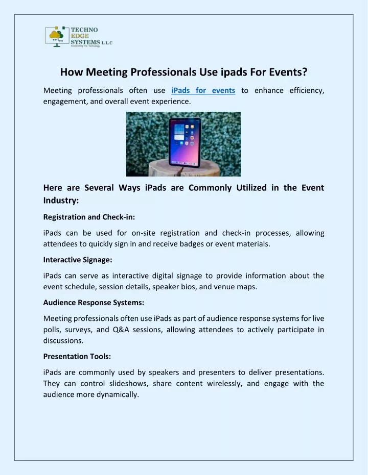 how meeting professionals use ipads for events