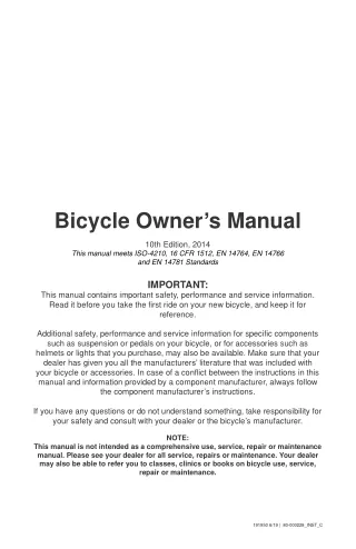 bicycle owner s manual