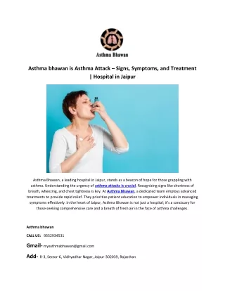 Asthma Attack –  Treatment Hospital in Jaipur
