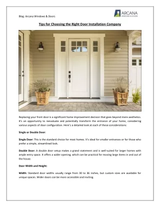 Tips for Choosing the Right Door Installation Company | Arcana Windows & Doors
