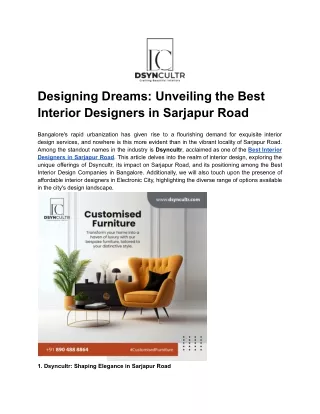 Designing Dreams_ Unveiling the Best Interior Designers in Sarjapur Road
