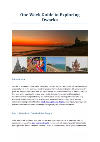 one week guide to exploring dwarka