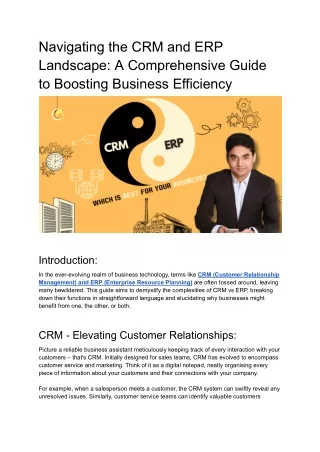 navigating the crm and erp landscape