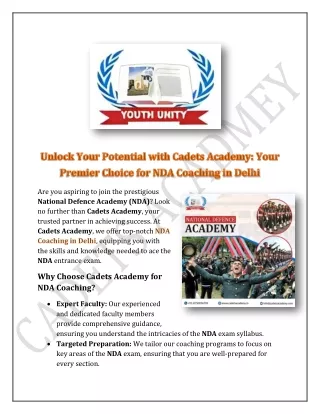 Unlock Your Potential with Cadets Academy Your Premier Choice for NDA Coaching in Delhi