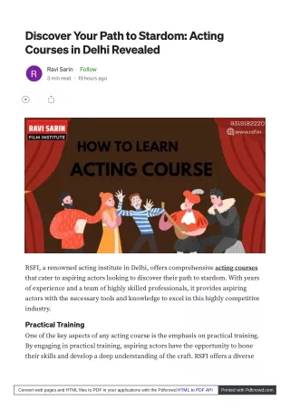 Where Can I Find Acting Courses in Delhi NCR?
