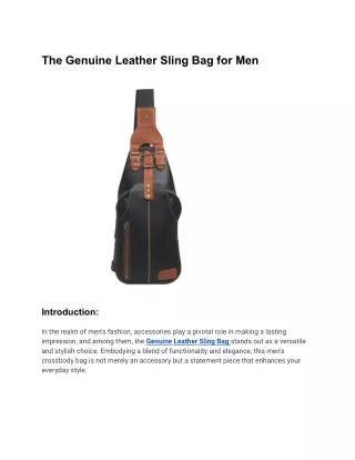 Genuine Leather Sling Bag | Mens Crossbody Bag