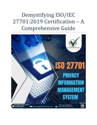 Demystifying ISO/IEC 27701:2019 Certification – A Comprehensive Guide