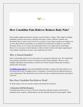 How Conolidine Pain Reliever Reduces Body Pain?