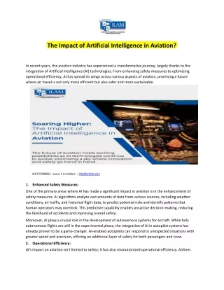 The Impact of Artificial Intelligence in Aviation?