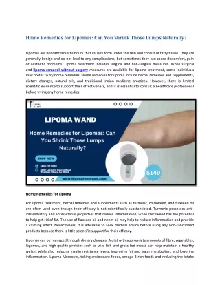 Home Remedies for Lipomas - Can You Shrink Those Lumps Naturally