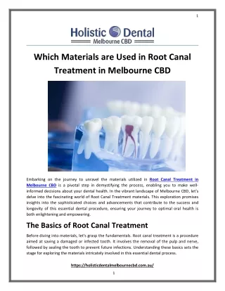 Which Materials are Used in Root Canal Treatment in Melbourne CBD