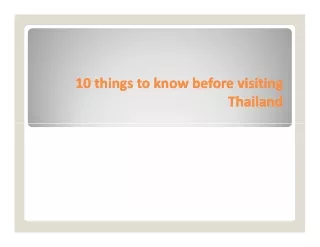 10 things to know before visiting Thailand