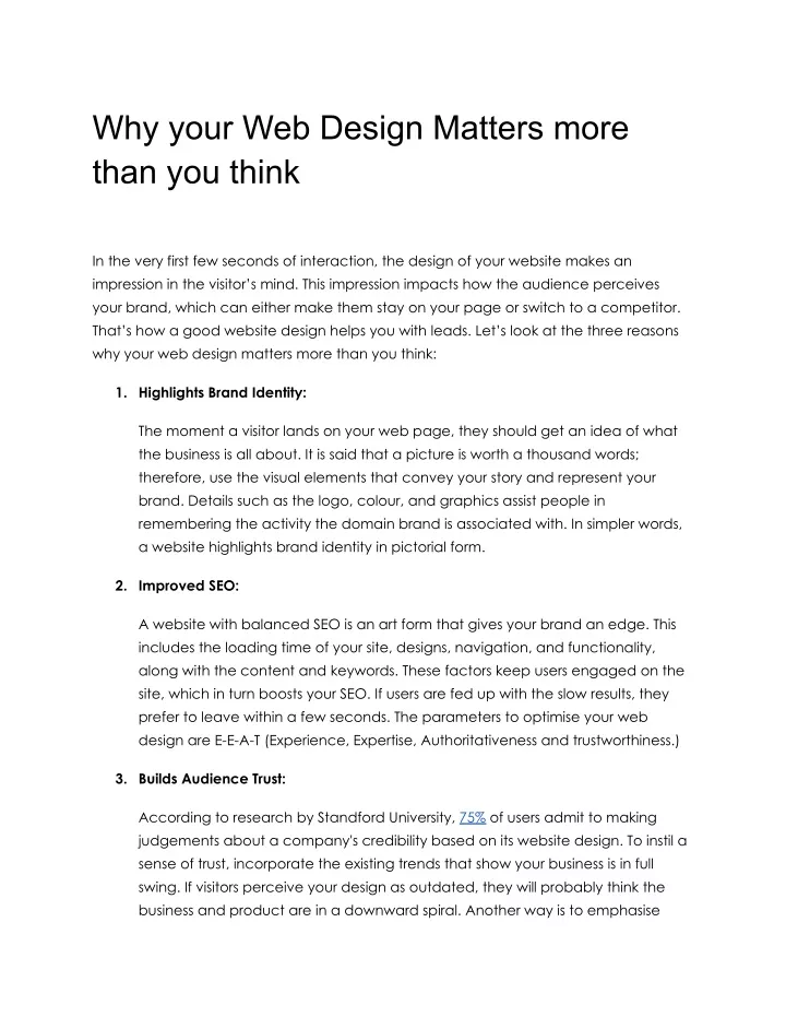 why your web design matters more than you think