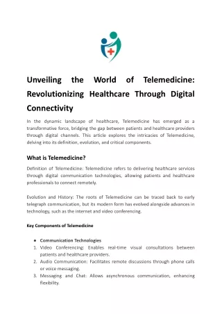 Unveiling the World of Telemedicine: Revolutionizing Healthcare Through Digital