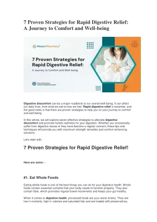 7 Proven Strategies for Rapid Digestive Relief