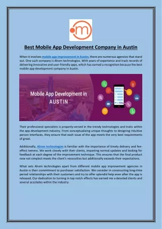 Best Mobile App Development Company in Austin