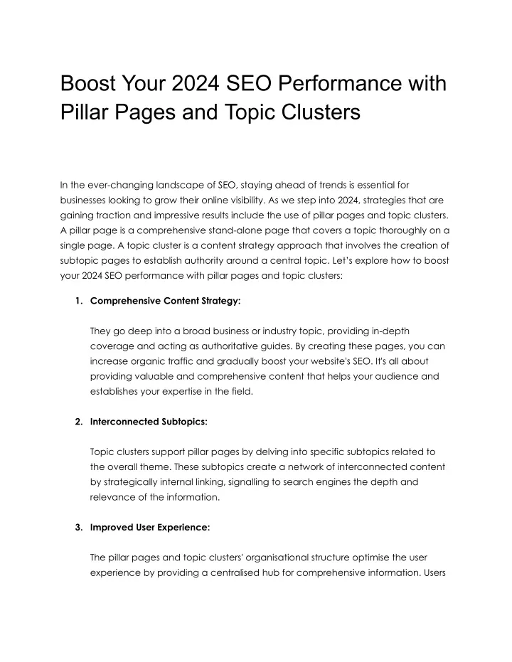 boost your 2024 seo performance with pillar pages