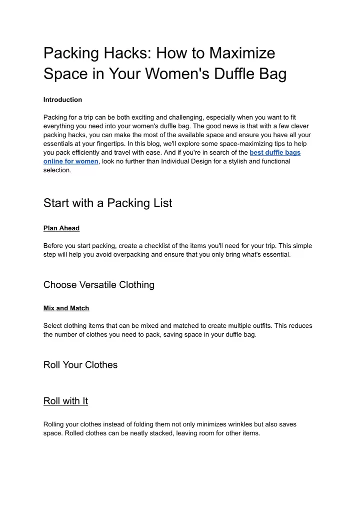 packing hacks how to maximize space in your women