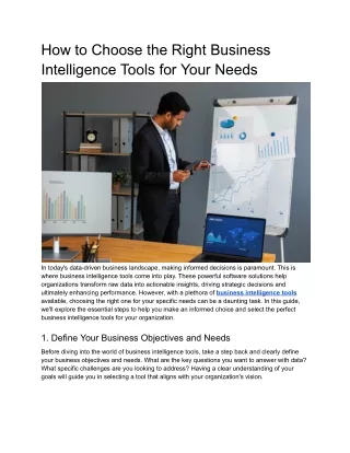 Choosing the Right Business Intelligence Tools | A Guide