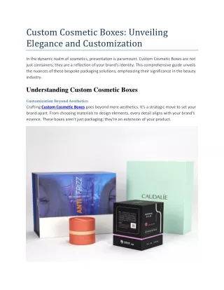 Custom Cosmetic Boxes Unveiling Elegance and Customization