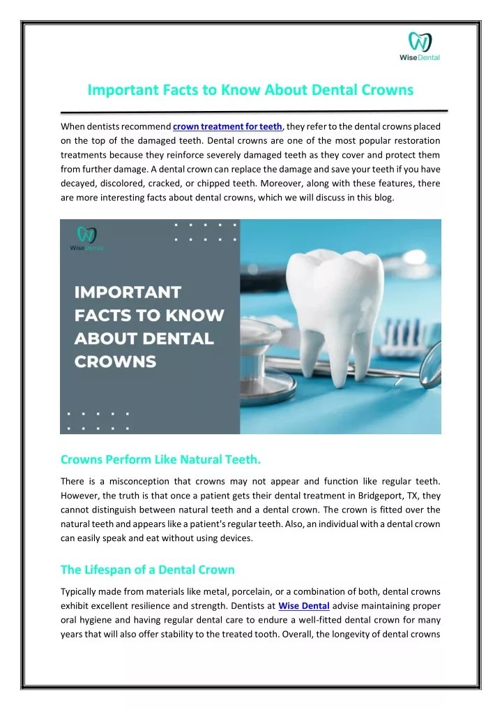 important facts to know about dental crowns