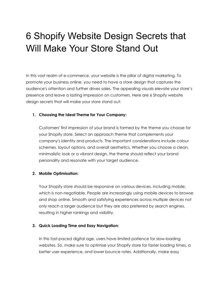 6 shopify website design secrets that will make