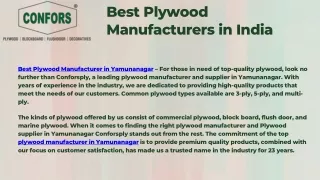 Plywood Manufacturer in Yamunanagar-Conforsply