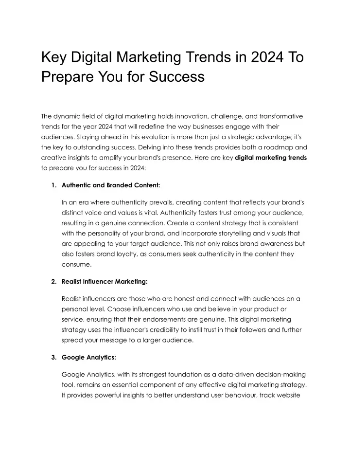 key digital marketing trends in 2024 to prepare